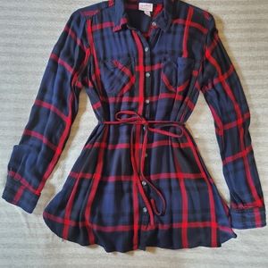 Maternity Plaid Long Sleeve Popover Tunic